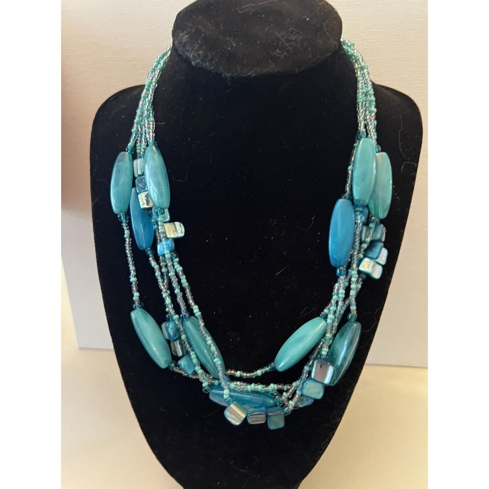Fashion Bug Ethnic Blue Green Faux Turquoise Beaded Necklace